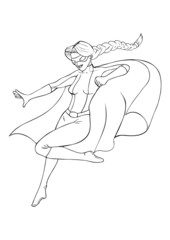 Outline illustration of a super-heroine