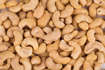 Close up of cashew nuts. Macro.