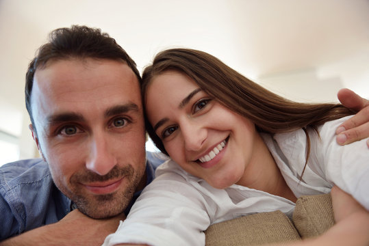 relaxed young couple at home