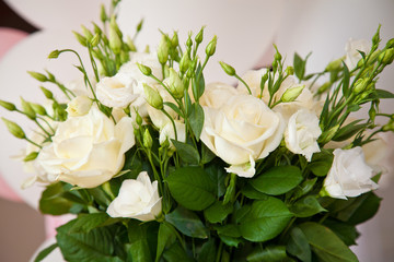 White roses in vase