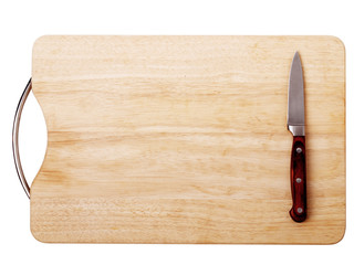 Breadboard with a knife