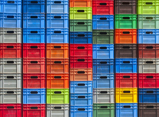 stack of colorful plastic boxes - Powered by Adobe