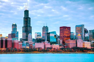 Zelfklevend Fotobehang Chicago downtown cityscape © andreykr