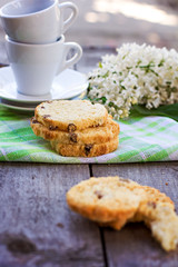 biscotti and a cup of coffe on the table