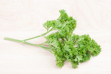 fresh parsley on wood background