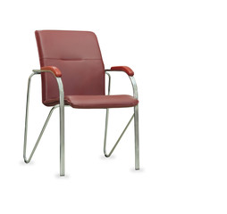 Fototapeta premium The office chair from brown leather. Isolated over white