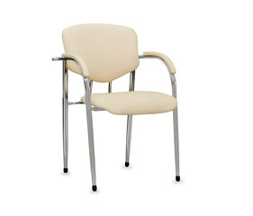 The office chair from beige leather. Isolated