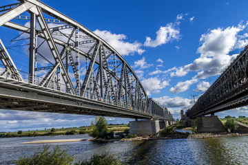 Fototapeta na wymiar Steel railroad bridge