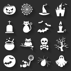 Halloween flat icons. Vector set.