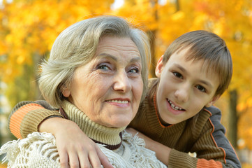 Fototapeta premium Grandmother with boy