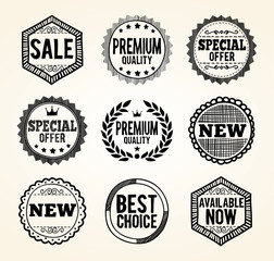 Hand drawn product promotion badges. EPS8.