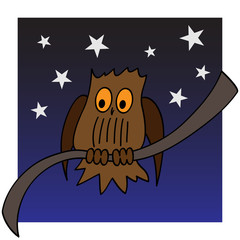 illustration of an owl on a branch