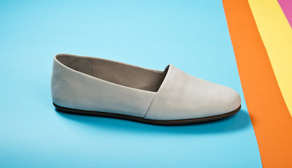 Woman casual gray leather shoes