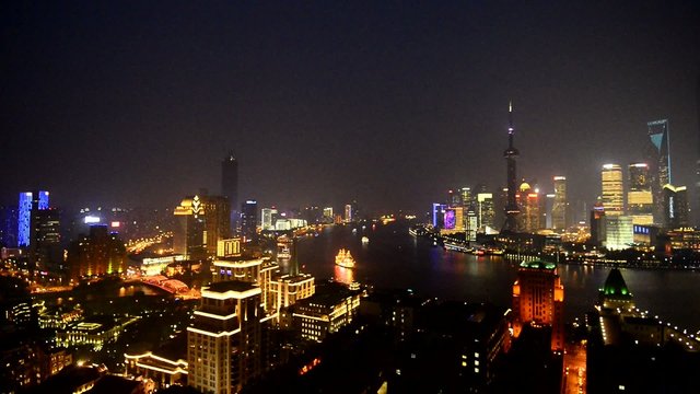 shanghai skyline with reflection ,beautiful modern city