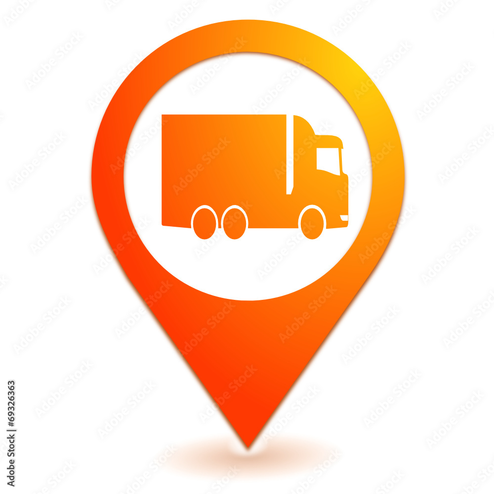 Poster poids lourd sur symbole localisation orange