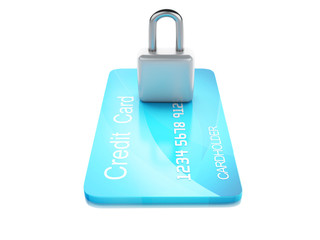 Credit Card and lock.safe banking concept on white background