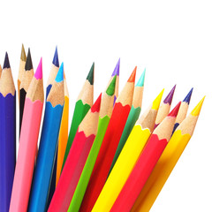 Multicolored pencils isolated on white background