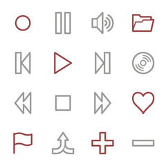 Media player web icons set