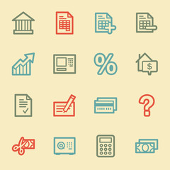 Banking web icons, retro color