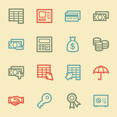 Finance and Banking web icons, retro color