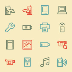 Mobile content web icons, retro color