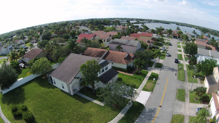 Fototapeta na wymiar Suburban homes aerial view