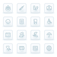 Medicine web icon set 1,  white square buttons