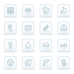 Medicine web icon set 2,  white square buttons
