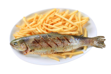 Grilled trout with French fries