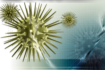 Digital illustration of virus in color background