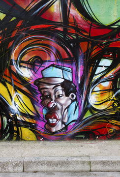 Colorful murales with face