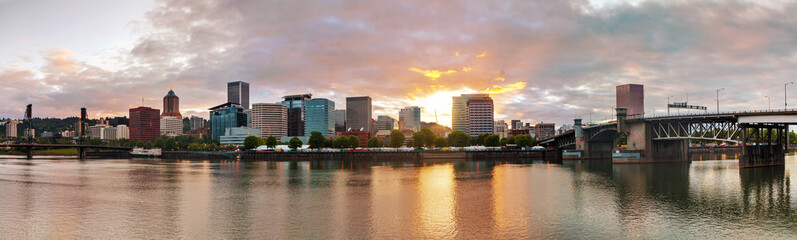 Downtown Portland cityscape in the evening