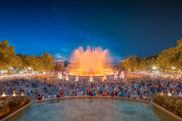 night view of Magic Fountain in Barcelona