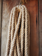 rope on the wooden wall