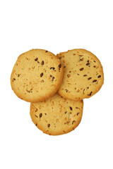 Cookies with flax seed and sesame on a white background