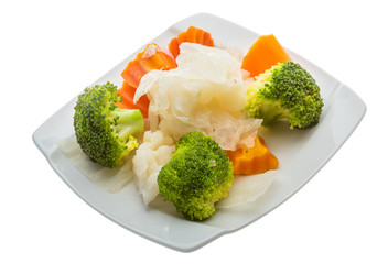 Boiled cabbage and broccoli