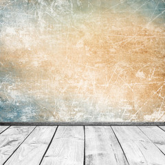 Grunge wall and wooden floor