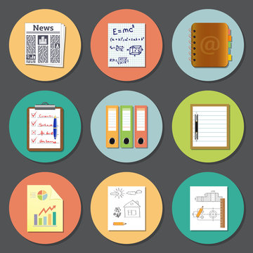vector icon set of paper and documents