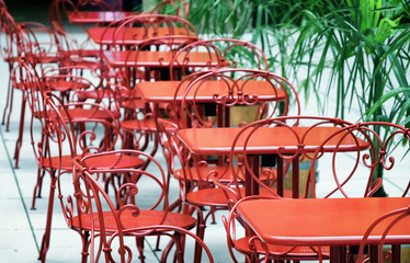 red chairs
