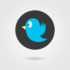 blue birdy in black circle