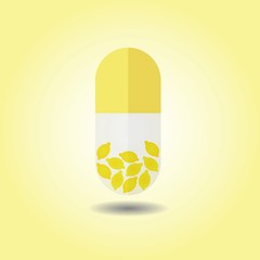 Abstract vertical yellow lemons capsule on yellow background