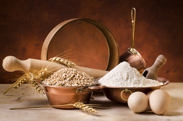 cereali,farina e spighe di grano