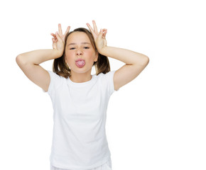 Young girl pretending to be the Devil