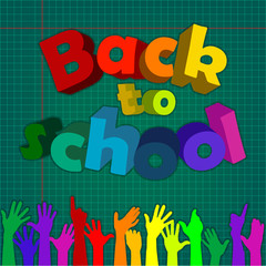 Back to school with raising hands, vector