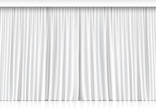 Vector White Curtains Isolated on White Background