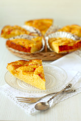 a piece of homemade peach pie