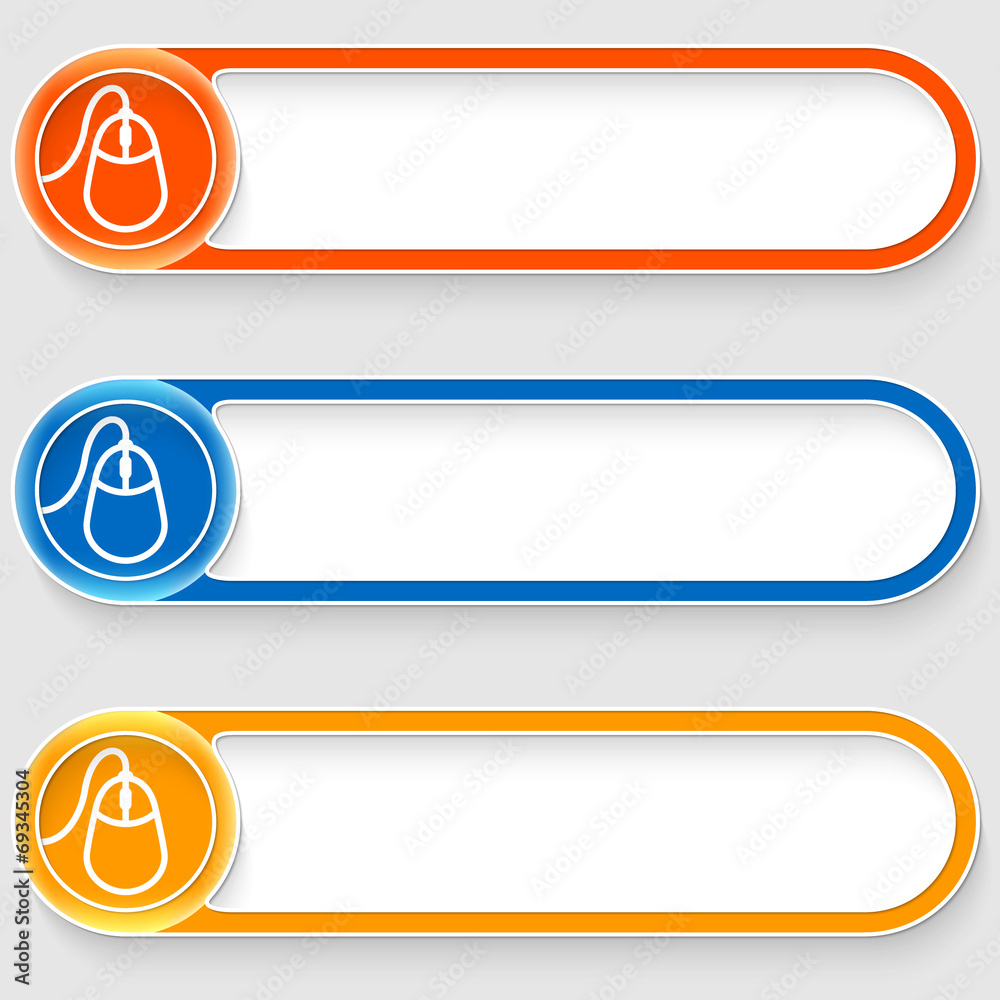Fototapete set of three vector abstract buttons with mouse icon