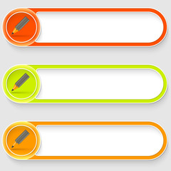 Obraz premium set of three vector abstract buttons with pencil
