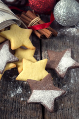 Christmas cookies on wooden table