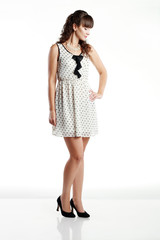 woman in polka-dot dress